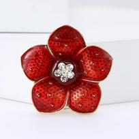 Luxury Rhinestone Poppy Flower Brooches for Women Unisex Enamel Plant Pins Banquet Party Backpack New Gifts Jewelry Accessories brown