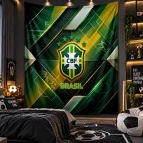 Sieninis gobelenas Brazilijos futbolo spaudinio audinys svetainei, miegamajam, namų dekoravimui 100cmx150cm brown