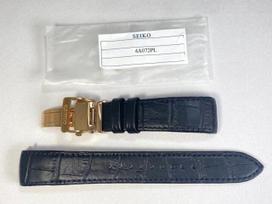 4A072PL SEIKO Premier 21mm Genuine Leather Calfskin for and other Strap, Embossed, Black, SNP084JC/7D48-0AL0 models. gray
