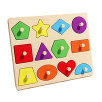 Montessori Hand Grab Boards Cartoon Shape Matching Tangram Jigsaw Game Colorful Multifunction Wooden Puzzle Toddler Learning green
