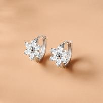 925 Silver Flower Earrings Temperament Simple Inlaid Zircon for Women Wedding Jewelry Accessories Pure Gold Color sidabras