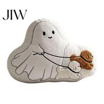 Ghost Dog Decorative Pillows Spooky Walker Pillow, 15 x 9.8 Inch Soft Plush Home Accent Halloween Throw Pillow for Sofa Couch Bed Porch, Seasonal A gray