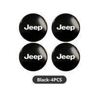 For Jeep 4PCS Car Wheel Hub Emblem Stickers Universal Auto Decoration Grand Cherokee Wrangler JK Renegade Gladiator Compass black