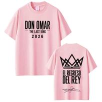 Rapper Don Omar The Last King Tour 2026 Print Tshirts Unisex Unisex Fashion Shirts Shortsleeve Casual Cotton Loose Tops Unisex S pink