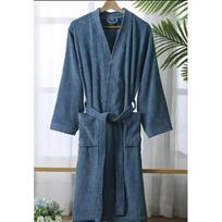 Spring  Autumn Women's Bathrobe Cotton Terry Bathrobe Sleepwear Nightgown Towel Material Long Home Dressing Gown Absorbent Yukata Pajamas Robe L povo mėlyna spalva