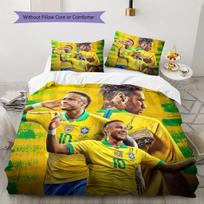 Neymar Pattern Bedding,Quilt Set Quilt Cover Pillowcase Home Birthday Gift(1 * duvet cover + 2 * pillowcase, without core) 140x200cm