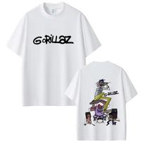 Rock Band Gorillaz Graphic T-shirts Men Women Fashion Vintage Oversized Streetwear Unisex High Quality Soft Cotton T Shirts Tops 4XL white