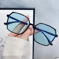 Photosensitive Color Changing Sun Glasses Women's Anti Blue Light Large Frame Glasses Gradient Myopia Glasses 0 gray