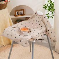 Waterproof High Chair Bib Anti-Stain Food Catcher Cover Removable Eating Apron  Playtime Heart Pattern gray