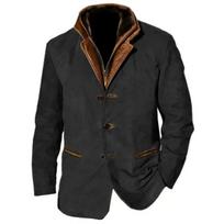Men's Vintage Color Block Lapel Jacket, Casual Retro Fashion Outerwear for Spring Autumn, European American Style Men's Top, In Stock for Crossborder L juoda