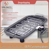 Multi-Functional High-Power Square Grill Pan for Frying & Grilling Meat Food Grade 304 Stainless Steel Grill gray