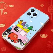 B-Barbapapa-S KARIKATŪRINIS Telefono dėklas iPhone 17,16,15,14,13,12,11 Pro,Max,Plus,X,XS,XR,SE4,E Mini skaidrus minkštas dangtelis iPhone15Plus black