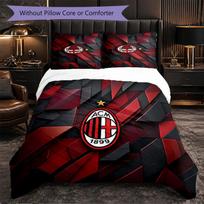AC Milan Pattern 3 Pieces Bedding Set Soft Microfiber Duvet Cover with Pillow Cases for Bedroom 180cm*210cm
