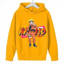 Japoniško anime Naruto spaudinio vaikiškas džemperis rudeniui berniukams ir mergaitėms, laisvalaikio, patogus, minkštas, su gobtuvu, prakišamas 160cm geltona