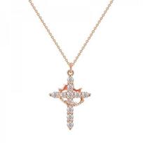 Exquisite Pink Rhinestone Cross Choker Necklace for Women Men Rotatable Crown Rhinestone Cross Necklace Jewelry Prayer Gift white