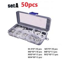 Copper Washer Flat Ring Seal Gasket Set Red Copper Material 50pcs aluminum sheet