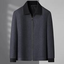Men's Detachable Collar Wool Blend Jacket 185 tamsiai pilka spalva