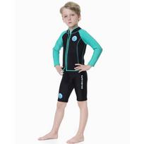 Kids 2.5mm Neoprene Wetsuit Set Snorkeling Swimming Surfing Jellyfish Protection Unisex Long Sleeve Winter Large black