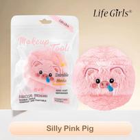 GECOMO Bear Long Velvet Powder Puff No Powder Blush Setting Flocking Powder Puff Plush Air Cushion white