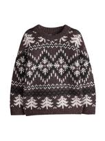 Next Megztinis 'Christmas' šokolado spalva / juoda / balta