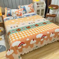 Thickened Milk Fiber Quilted Bed Cover Three Or Four Piece Suit Winter Tatami Bed Cover 150x230cm 1pcs white