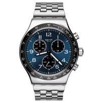 SWATCH Quartz Movement 30m Water Resistance Men's Watches Watch 43mm Blue Dial Stainless Steel Case YVS423GC Blue Dial black