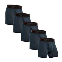 5pcs Men Underpants Medium-Long Men's Panties BONITOS Letter Waistband Boxer Briefs Front Open Boxers Underwear Man Shorts XXL tamsiai mėlyna spalva