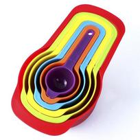 6Pcs Color Box Colored Plastic Measuring Spoon, Measuring Cup with Graduated Measuring Spoon, Baking Tool yellow