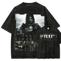 Action Games Death Stranding Peripherals Print Tshirt Men Women Streetwear YK Fashion Tees Vinrage Washed Cotton Oversized Top M black