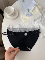 Women's Low-Rise Lace Thong - Antibacterial Rose Ice Silk with Leg Ring M [40-50 kg] juoda