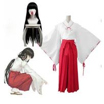 Anime Inuyasha Higurashi Kagome Kikyo Cosplay Kostiumai Kimonai Perukai Batai Rinkiniai Helovynas Moterims Vyrams XL white
