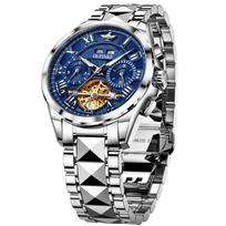 OUPINKE Automatinis mechaninis laikrodis 40 mm tuščiaviduris ciferblatas Vyriškas - Lengvai skaitomas ciferblatas, Vandeniui atsparus, Kalendorius, Automatinis/Rankinis užvedimas, (Mėlyna-3236) gray