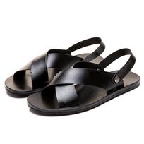 Vyriški Sandalai Vasariniai Elegantiški Paplūdimio Sandalai Vyriški Batai Oda Atostogų Lauko Vyriški Retro Patogūs Laisvalaikio Sandalai Vyriški Sportbačiai 46 juoda