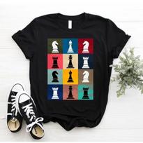 New T-Shirt Vintage Chess Lover T-shirt, Chess Master Chess Pawn King Queen Game M black