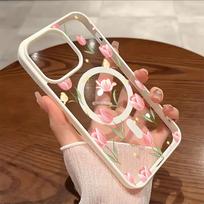 Fresh Tulip Design Magnetic Phone Case For Samsung Galaxy S26 Ultra 5G S25 Plus S24 FE S23 A17 A37 A57 A56 A55 A54 A26 A36 Cover Galaxy A16 5G balta