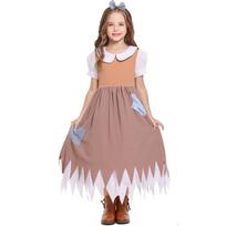 Vaikams Mergaitėms Vaikų Dienos Skurdi Tarnaitė Suknelė Plaukų Juostelės Rinkinys Cosplay Kostiumas Sceninio Pasiruošimo Pastoralinis Ūkis Frence Lolita Apsirengimo Helovino Apranga 150cm tamsiai ruda spalva