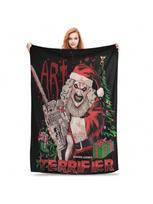 Terrifier 3 Kalėdų Senelio Antklodė Super Minkšta Estetiška Pliušinė Mėtoma Antklodė Sofai Kėdei Lovatiesei Lovos Uždangalui 75X95CM pilka spalva