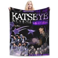 Super Warm Blankets Kids Adult Picnic Katseye Kpop Music  Throw Blanket  Flannel Bedspread For Couch Chair Sofa Bed Bed Cover 30x40in black