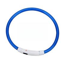3 režimai Šunų įkrovimo antkaklis LED USB Katės Silikoniniai Spalvoti Antkakliai Pjaunami Naktį Šviečiantys Gyvūnų Praradimų Prevencija Šunų Aksesuarai 70cm mėlyna