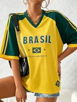 Brazilijos Futbolo Džersis Vyriški Marškinėliai Moteriški Marškinėliai Berniukai Mergaitės Viršutinė Dalis Suaugusieji Vaikai Tėvų ir Vaikų V formos kaklas greitai džiūstantys vaikiški Marškinėliai M yellow