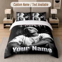 Eminem 3Pcs Bedding Set, Personalized Custom Name Text, 1 Duvet Cover & 2 Pillowcases For Bedroom 135cmx200cm black