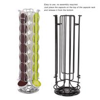 Coffee Capsule Holder for 24 Coffee Pod 360 Degree Rotating Coffee Pod Carousel Storage Display Rack Stand Black black