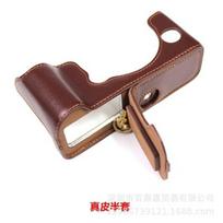 Genuine Leather Half Case Fujifilm X-T4 Camera - Slim Handheld Bag With Shockproof Wear-Resistant Design Coffee brown