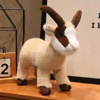 Realistic Tibetan Antelope Plush Toy Lifelike Goat Stuffed Animal Doll Fluffy Sheep Ornament Home Decor Birthday Christmas Gift 20cm balta