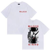 Rapper NINHO MILS 20 Album 2026 Merch T Shirt Mens Gothic Hip Hop Clothing Tshirts Retro Style Cotton Short Sleeve Tshirt 3XL white