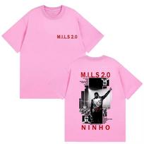 Rapper NINHO MILS 20 Album 2026 Merch T Shirt Mens Gothic Hip Hop Clothing Tshirts Retro Style Cotton Short Sleeve Tshirt S pink