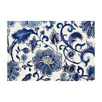 4pc Chinoiserie Placemats Set Blue and White Porcelain Floral Table Mats Washable Linen Oriental Kitchen Heat Resistant 4PCS gray
