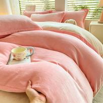 Thick Double‑Sided Milk Velvet Bedding Set, Winter Warm Flannel 4‑Pcs Bed Sheet Duvet Cover Kit Queen Size (200×220cm)