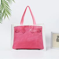 Laminuota rankinė pintinė PP plastiko spalvota spauda Rankinė pintinė pirkinių krepšys Pintas tote krepšys pink pink
