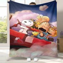 Mielas šuo Snoopy animacinis flanelinis pledas, itin minkštas šiltas pliušinis užtiesalas namų miegamojo lovos sofos uždangalui stovyklavimui iškylai dovana 75x90cm gray